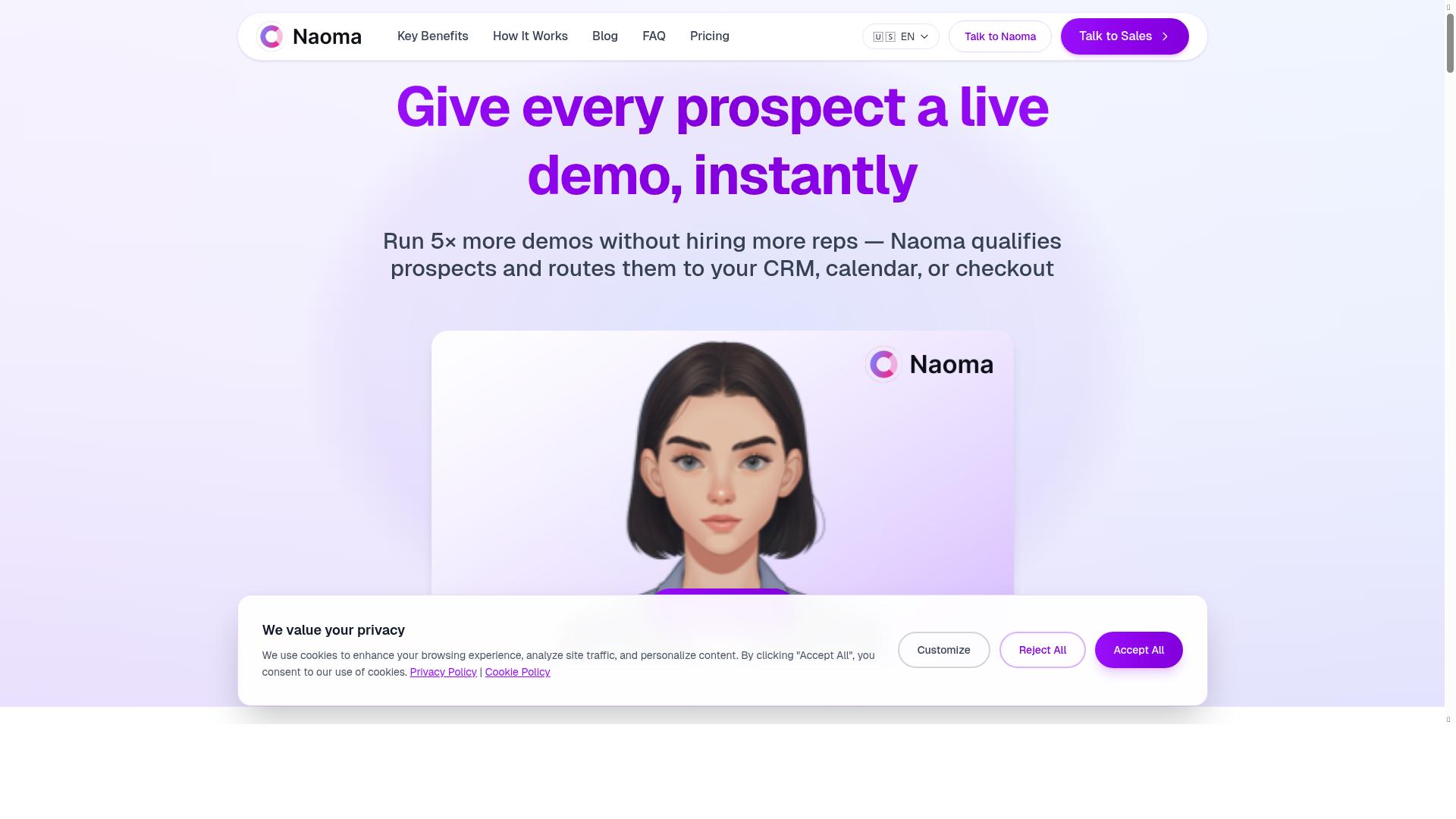 Naoma AI Demo Agent Review 2026 - Free Business & Marketing | PoweredByAI