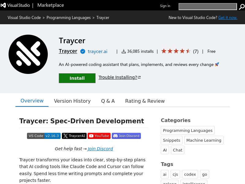 Traycer AI Review 2026 - Free Developer & Data Science Tools | PoweredByAI